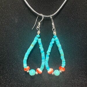 Turquoise Heish and Spiny Beaded Earrings
